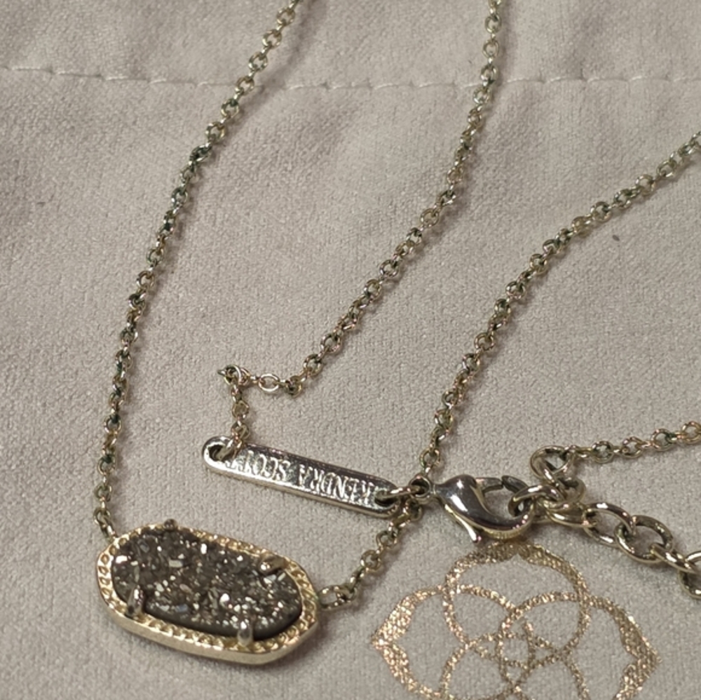 Kendra Scott Elisa Pendant Necklace Platinum Drusy Gold Plated